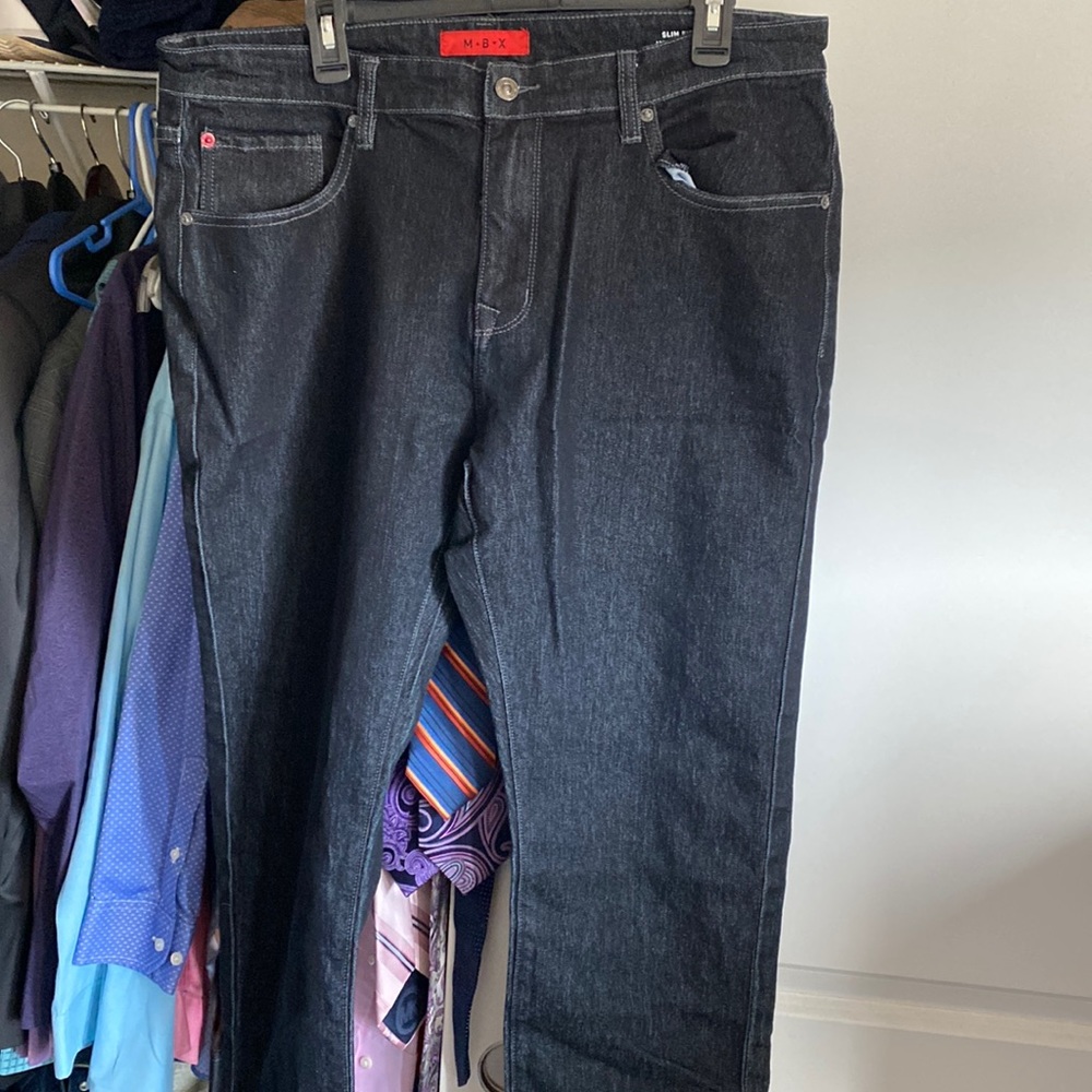 MBX Mens Dark Wash Jeans slim fit 36W 30L
